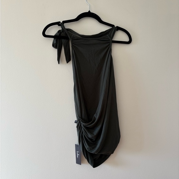 NWT Lulus Cute Inspiration Dark Green Sleeveless Halter Top - Picture 3 of 6